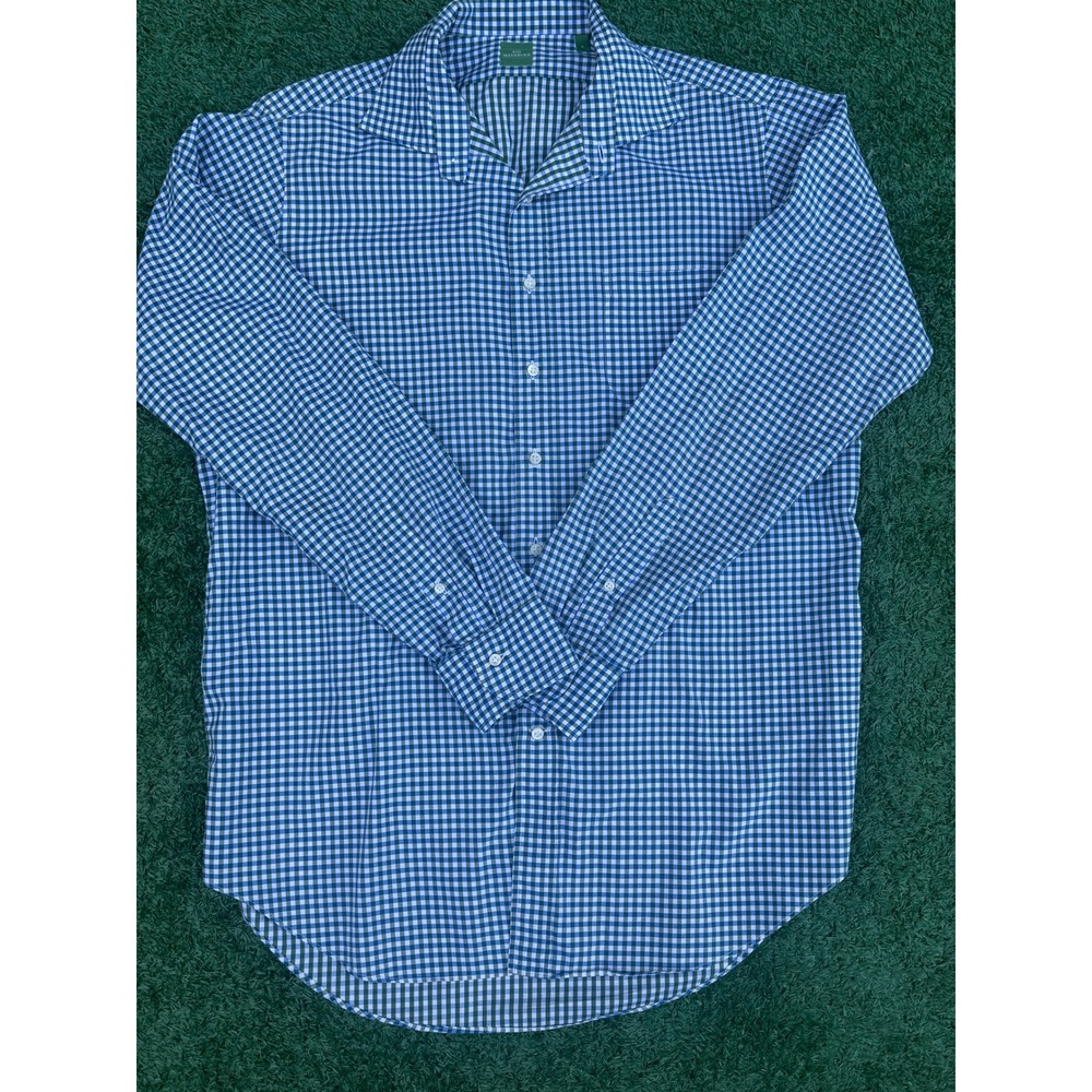 Sid Mashburn Mens Blue Green Gingham Check Long Sleeve Button Down Shirt Large
